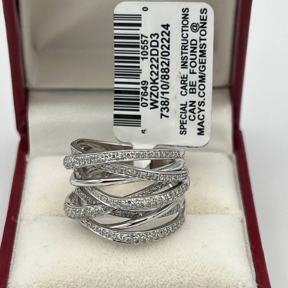 ❤️SOLD❤️ EFFY Diamond Crossover Statement Ring 3/4 ct. t.w.14K White Gold.Size 6 - Picture 3 of 17